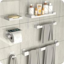 Kit Acessórios Para Banheiro Branco 6 Peças ELG Kit Acessórios Para Banheiro Branco 6 Peças ELG