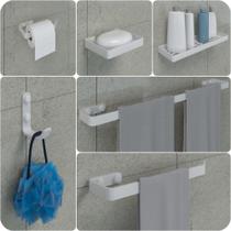 Kit Acessórios Para Banheiro Branco 6 Peças - MetalCromo