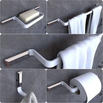 Kit Acessórios Para Banheiro Branco e Cromo Empire 5 peças Kit Acessórios Para Banheiro Branco e Cromo Empire 5 peças
