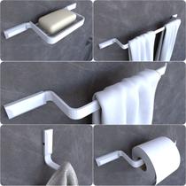 Kit Acessórios Para Banheiro Branco Empire 5 peças Kit Acessórios Para Banheiro Branco Empire 5 peças