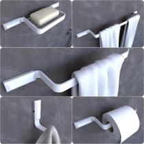 Kit Acessórios Para Banheiro Branco Empire 5 peças Kit Acessórios Para Banheiro Branco Empire 5 peças