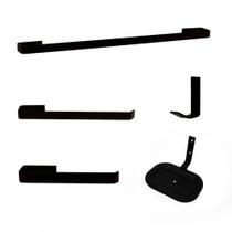 Kit Acessórios Para Banheiro Chapa 5 Peças Preto