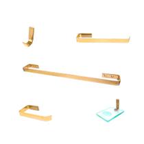 Kit Acessórios Para Banheiro Chapa Grossa 5 Peças Dourado Kit Acessórios Para Banheiro Chapa Grossa 5 Peças Dourado