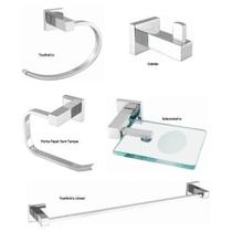 Kit Acessórios para Banheiro com 5 Peças Athena 500 C 34 Cromado Meber Metais