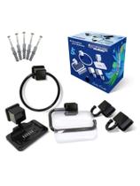 Kit Acessórios Para Banheiro Com 5 Peças Toalha Papel Gancho
