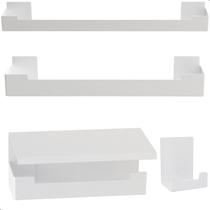 Kit Acessórios Para Banheiro Com Adesivo 4 Peças Branco ELG