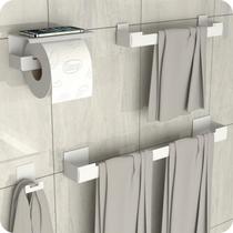 Kit Acessórios Para Banheiro Com Adesivo 4 Peças Branco ELG - MetalCromo Kit Acessórios Para Banheiro Com Adesivo 4 Peças Branco ELG - MetalCromo