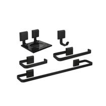 Kit Acessórios Para Banheiro Completo 5 Peças Preto Lavabo Luxo