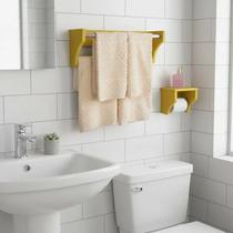 Kit Acessórios para Banheiro Conjunto 2 peças Porta Toalhas Papel Higiênico Amarelo Laca Kit Acessórios para Banheiro Conjunto 2 peças Porta Toalhas Papel Higiênico Amarelo Laca