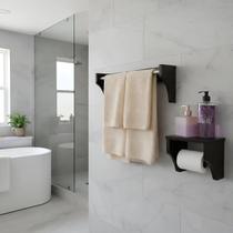 Kit Acessórios para Banheiro Conjunto 2 peças Porta Toalhas Papel Higiênico Preto Laca Kit Acessórios para Banheiro Conjunto 2 peças Porta Toalhas Papel Higiênico Preto Laca