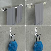 Kit Acessórios Para Banheiro Cromado 4 Peças Plus Kit Acessórios Para Banheiro Cromado 4 Peças Plus