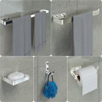 Kit Acessórios Para Banheiro Cromado 5 Peças - MetalCromo