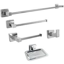 Kit Acessorios Para Banheiro Cromado 5 Peças Toalheiro Reto Suporte Toalha 60cm Saboneteira Porta Papel Higiênico Cabide Kit Acessorios Para Banheiro Cromado 5 Peças Toalheiro Reto Suporte Toalha 60cm Saboneteira Porta Papel Higiênico Cabide