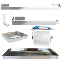 Kit Acessórios Para Banheiro Cromado 6 Peças Kit Acessórios Para Banheiro Cromado 6 Peças