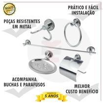 Kit Acessórios Para Banheiro de Metal Aço Inox 5 Peças Stander Cód. 4080