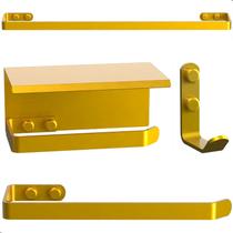 Kit Acessórios Para Banheiro Dourado 4 Peças Max