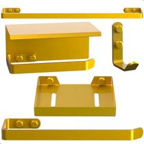 Kit Acessórios Para Banheiro Dourado 5 Peças Max