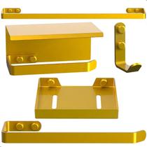 Kit Acessórios Para Banheiro Dourado 5 Peças Max Kit Acessórios Para Banheiro Dourado 5 Peças Max