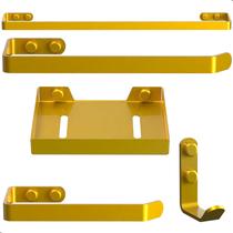 Kit Acessórios Para Banheiro Dourado 5 Peças Plus