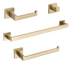 Kit Acessórios Para Banheiro Dourado Luxo Inox Toalhas Papel Kit Acessórios Para Banheiro Dourado Luxo Inox Toalhas Papel