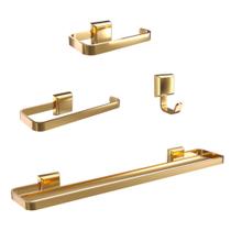 Kit Acessórios Para Banheiro Dourado Toalheiro Duplo Gold Kit Acessórios Para Banheiro Dourado Toalheiro Duplo Gold