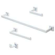Kit Acessórios Para Banheiro Inox 304 Premium 4 Peças Branco