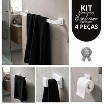 Kit Acessórios Para Banheiro Inox 304 Premium 4 Peças Branco - Fly Inox Kit Acessórios Para Banheiro Inox 304 Premium 4 Peças Branco - Fly Inox