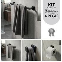 Kit Acessórios Para Banheiro Inox 304 Premium 4 Peças Preto Kit Acessórios Para Banheiro Inox 304 Premium 4 Peças Preto
