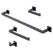Kit Acessórios Para Banheiro Inox 304 Premium 4 Peças Preto