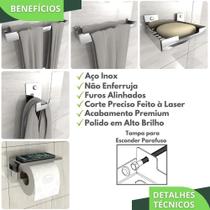 Kit Acessórios Para Banheiro Inox 5 Peças Elg