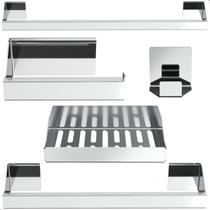 Kit Acessórios Para Banheiro Inox 5 Peças Master Slim DF Kit Acessórios Para Banheiro Inox 5 Peças Master Slim DF