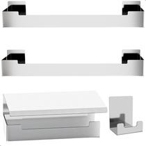 Kit Acessórios Para Banheiro Inox Adesivo 4pçs ELG