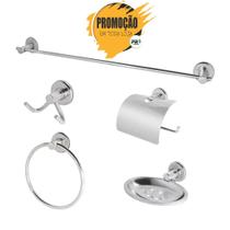 Kit Acessórios Para Banheiro Inox Alumínio Completo Cód. 9820