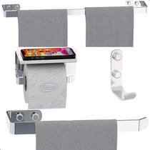 Kit Acessórios Para Banheiro Inox e Cromado 4 Peças MAX