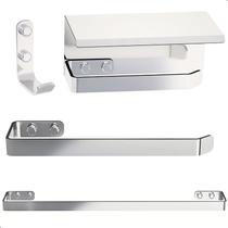 Kit Acessórios Para Banheiro Inox e Cromado 4 Peças MAX