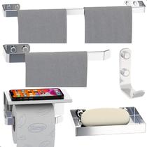 Kit Acessórios Para Banheiro Inox e Cromado 5 Peças MAX