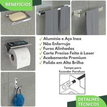 Kit Acessórios Para Banheiro Inox E Cromado 5 Peças Max