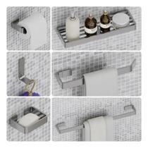 Kit Acessórios Para Banheiro Inox E Cromado Brilho 6 Peças Kit Acessórios Para Banheiro Inox E Cromado Brilho 6 Peças