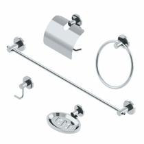 Kit Acessórios para Banheiro Junior 5 Peças Brasil 60306 Suporte Toalha, Saboneteira, Porta Papel e Cabides Kit Acessórios para Banheiro Junior 5 Peças Brasil 60306 Suporte Toalha, Saboneteira, Porta Papel e Cabides