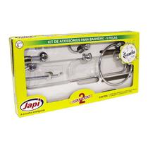 Kit acessórios para banheiro / lavabo 05 peças cromado japi