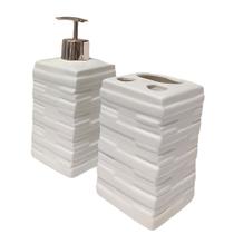 Kit Acessórios Para Banheiro Lavabo 3D Alto Relevo Cerâmica