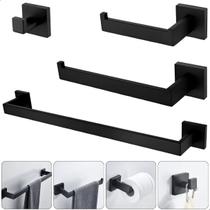 Kit Acessórios para Banheiro Lavabo Aço Inox Luxo 4 Peças Preto Soft Inox Kit Acessórios para Banheiro Lavabo Aço Inox Luxo 4 Peças Preto Soft Inox