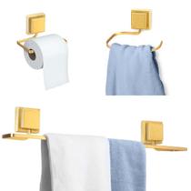 Kit Acessorios Para Banheiro Lavabo Preto Porta Toalha Box