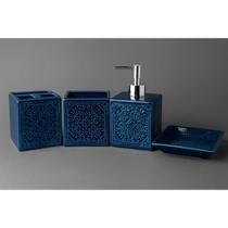 Kit Acessórios Para Banheiro Linha Banheiro 4pcs Azul