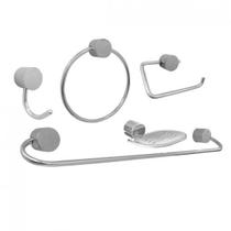 Kit Acessórios para Banheiro Lótus Redondo 5 Peças Japi