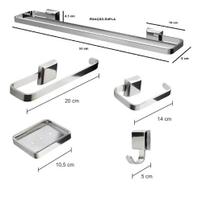 Kit Acessórios Para Banheiro Luxo 5 Peças Inox Duplo Kit Acessórios Para Banheiro Luxo 5 Peças Inox Duplo