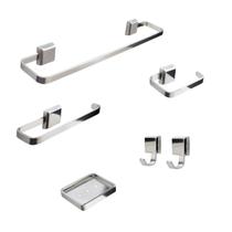 Kit Acessórios Para Banheiro Luxo 6 Peças Saboneteira Inox 2 Cabides