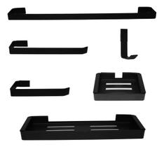 Kit Acessórios Para Banheiro, Moderno, Lavabo 6 Peças - Preto