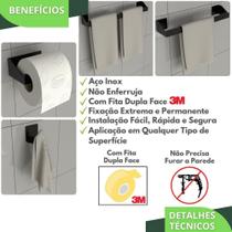 Kit Acessórios Para Banheiro Preto 4 Peças Master Slim Df - Metalcromo
