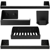 Kit Acessórios Para Banheiro Preto 5 Peças Master Slim DF Kit Acessórios Para Banheiro Preto 5 Peças Master Slim DF